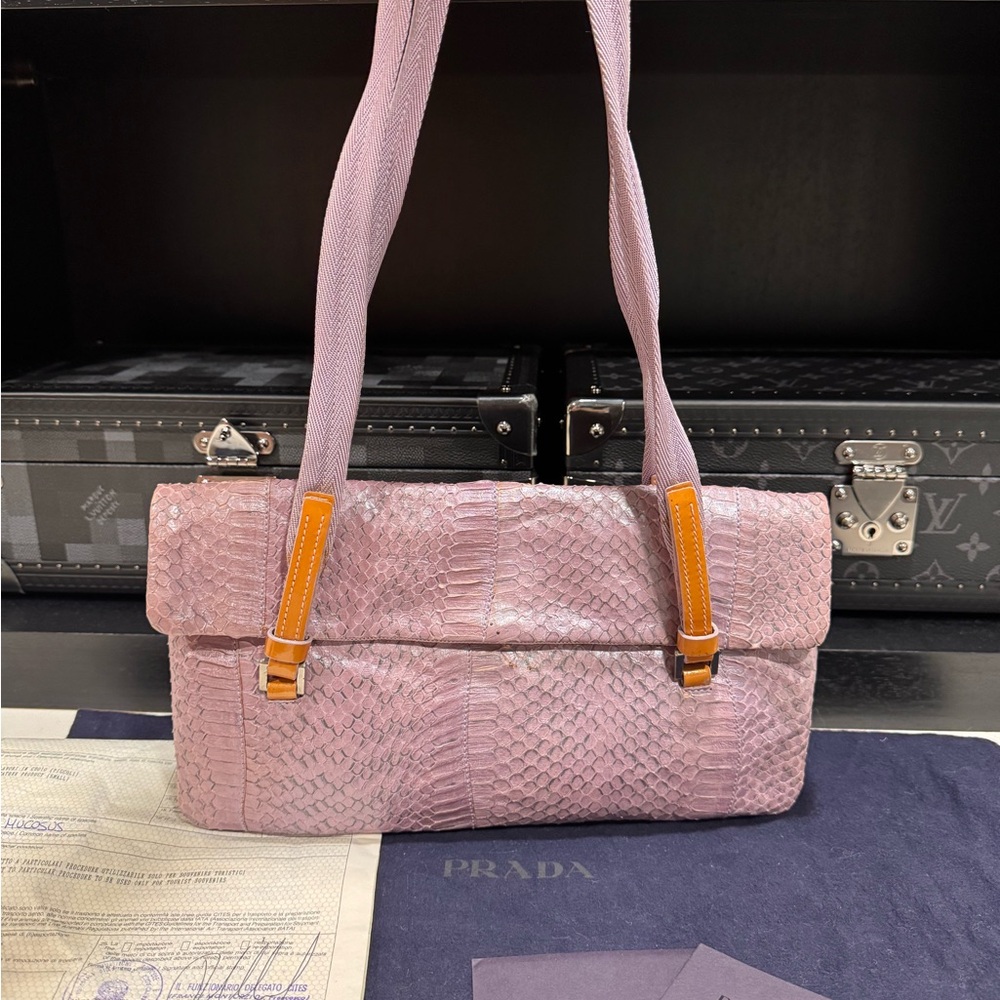 Prada Lavender Snakeskin Shoulder Bag Vintage. One of a kind.
